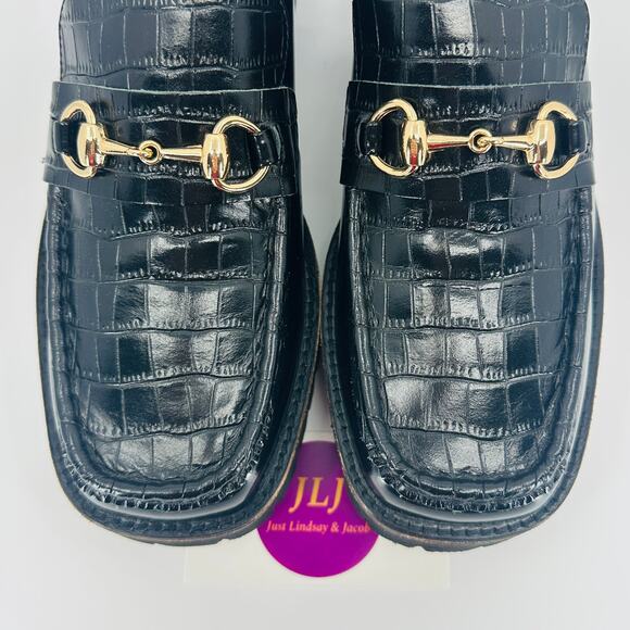 Intentionally Blank Women's HK-2 Croc Embossed Horsebit Lug Sole Loafers Size 9 - Picture 4 of 11